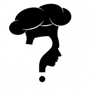 Chef, question mark human head symbol, vector